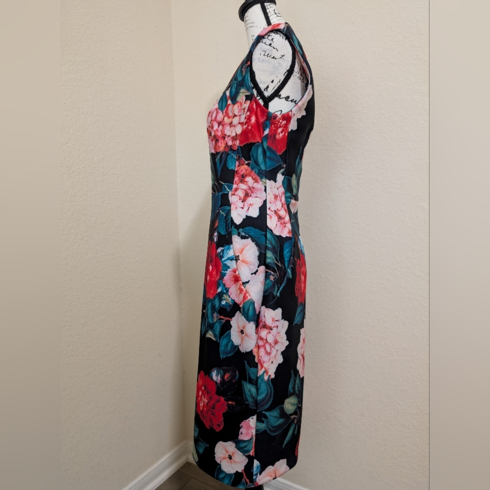Calvin Klein Floral Sheath Sleeveless Midi Dress•Black,Red,Green,Pink•Size 4♥️🩷 - Picture 13 of 13